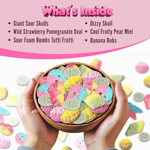 Bubs Swedish Candy Mix - Authentic Sweet and Sour Swedish Gummies - 1 Pound of Godis From Sweden - Big Ovals, Dizzy Skulls, Tutti Frutti and More - Foam Candy - Packed in a Candynavia Sweden Bag - Image 5