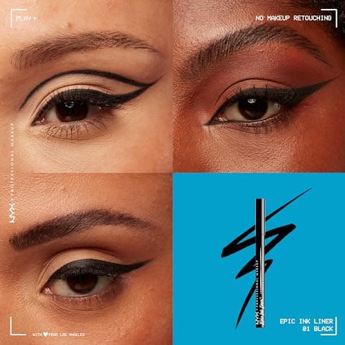 NYX PROFESSIONAL MAKEUP Epic Ink Liner, Waterproof Liquid Eyeliner - Black, Vegan Formula - Image 4