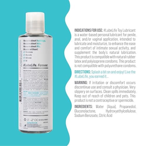 LubeLife Water Based Lube – Toy-Safe Personal Lubricant for Men, Women & Couples, Travel Size, Non-Staining, Easy Clean-Up, 8 Fl Oz - Image 2