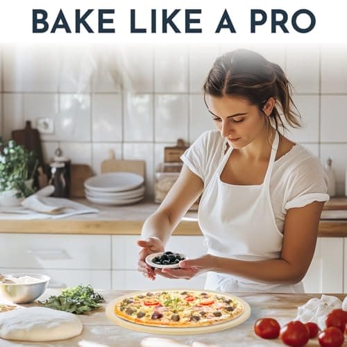 Culinary Couture 15 inch Round Pizza Stone for Oven - Large Pizza Stone for Grill, Cordierite Stones for Bread, Calzone, Cookies - Pizza Making Kit - Image 7