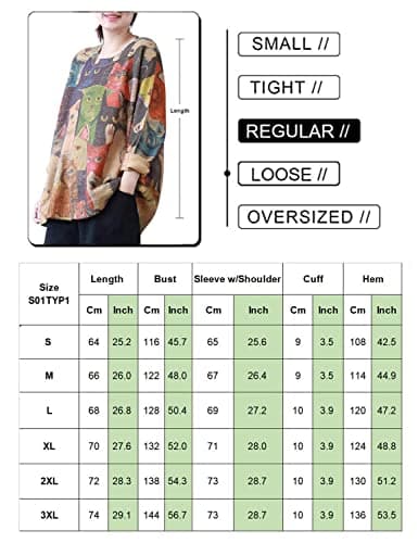YESNO Women Sweater Graphic Oversized Pullover Sweaters Casual Loose Long Sleeve Knit Tops XL S01 CR65 - Image 4