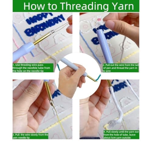 DIY Punch Needle Kits for Beginners Cute Cartoon Highland Cow with Daisy Flower with Hoop Embroidery Punch Needle Starter Craft Set Easy for Adults and Children Festival Gift and Decoration 20x20cm-1 - Image 3