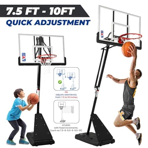 IGL Basketball Hoop Outdoor with 52 Inch Shatterproof Backboard, 10FT Height Portable Basketball Hoop Outdoor, Adjustable Basketball Goal System (Black) - Image 2