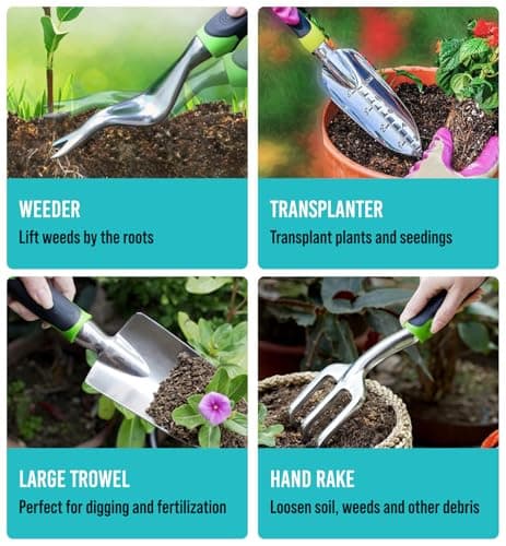 GROWIT Heavy Duty Gardening Tools - 22-Piece Gardening Gifts for Women, Men, Mom, Dad - Durable, Ergonomic Garden Tools Set - Image 3