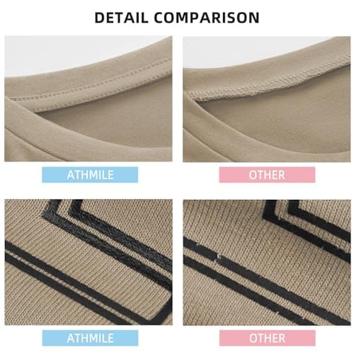ATHMILE Womens Oversized T Shirts Loose Fit Crewneck Short Sleeve Tops Summer Casual Blouse Y2K 2024 Basic Tee Khaki - Image 3