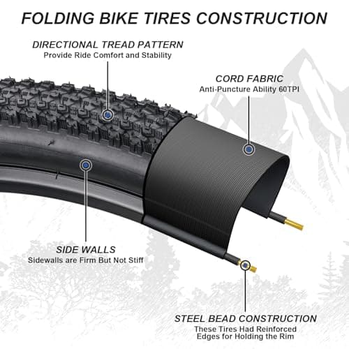 Hapleby 2PCS Premium Folding Bike Tires 26x1.95 Inch (50-559mm), Replacement Mountain Bike Tires 60 TPI Puncture-Resistant, Came with 2PCS Tire levers - Image 4
