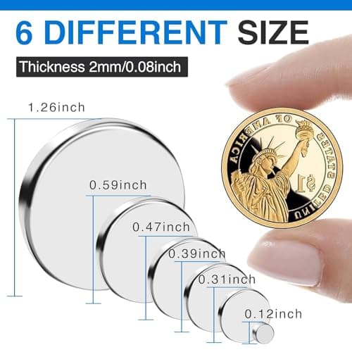 TRYMAG Small Strong 6 Different Sizes 255Pcs Rare Earth Magnets for Crafts, Heavy Duty Neodymium Round Refrigerator Magnets for Whiteboard, Home, Kitchen, Office, School - Image 2