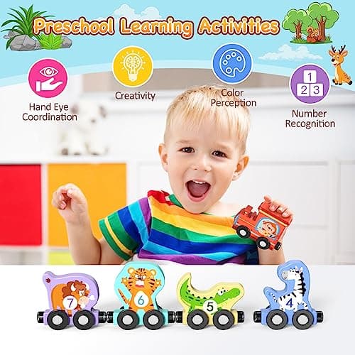 Zeoddler Toys for Toddlers, 11 Magnetic Wooden Animals Train Set, Montessori Toys for Toddlers, Preschool Learning Activities for Kids, Birthday Gifts for Boys, Girls - Image 3