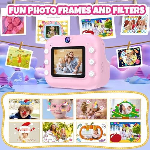 TOZDTO Kids Camera Instant Print,1080P HD Dual Lens Selfie Camera Toys for Girls & Boys Ages 3-12, Instant Photo Printing with 3 Rolls of Paper & 32GB Card, Christmas Birthday Gift for Toddlers (Pink) - Image 4
