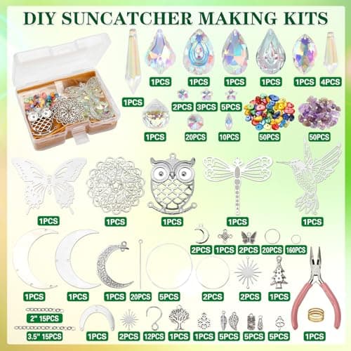 Worgree DIY Suncatcher Kit 460pcs Sun Catchers Making Supplies Art and Crafts for Adults Hanging Prism Sun Catcher with Crystals Ball Indoor Window Home Wedding Garden Festival Decor Gifts - Image 4