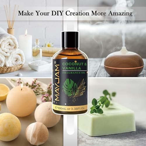 MAYJAM 100ML/3.38FL.OZ Coconut & Vanilla Fragrance Oils with Glass Dropper, Essential Oils for Diffusers for Home, Long Lasting Scented Oils for Diffusers Soap Candle Making - Image 5