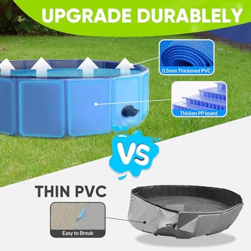 Dog Pool, Foldable Pet Swimming Pool with 6mm High-Strength PP Board, Hard Plastic Collapsible Doggy Pools for Small Dogs Kitty Duck,Non-Slip Doggie Bathtub Quick to Set Up and Drainage Hole(32x8in) - Image 4