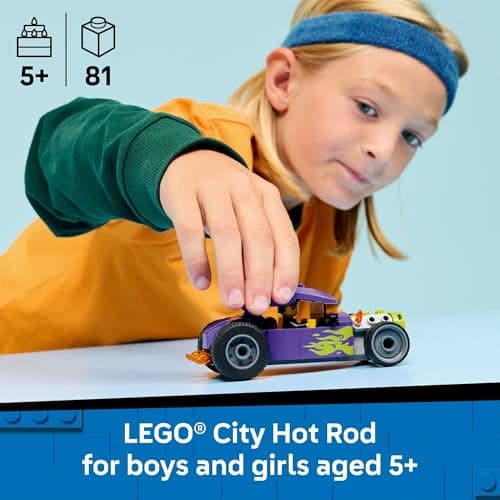 LEGO City Hot Rod 60485 | Building Toys for Boys & Girls, Ages 5+, Toy Race Car for Pretend Play, Driver Minifigure, 81 Pieces, Gift for Birthdays - Image 2