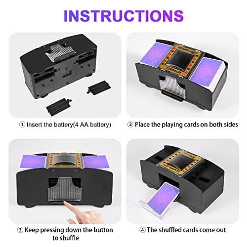 FEIERYA Automatic Card Shuffler 2 Deck,Battery-Operated Electric UNO Poker Shuffler,Playing Card Shuffler for Home Card Game,Travel - Image 4
