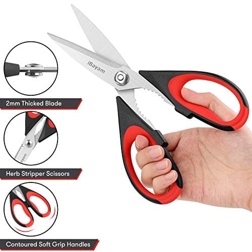 iBayam Kitchen Scissors All Purpose Heavy Duty, Kitchen Utensils Set, Stainless Steel Cooking Utensils Gadgets, Meat Poultry Food Shears Dishwasher Safe Utility Tools Home Gift, with Protective Sheath - Image 4