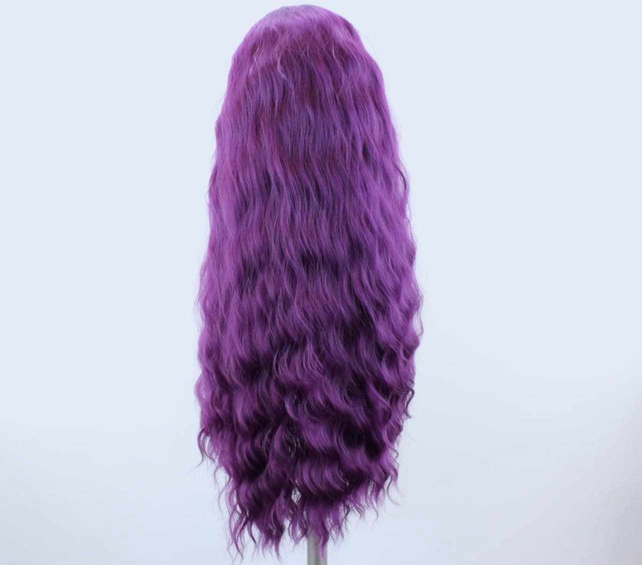 Synthetic Lace Front Wigs Purple Free Part Loose Wave Heat Resistant Natural Hairline Fiber Hair Glueless Lace Wigs for Women Cosplay Daily Party Wig 24inch #3800WY - Image 5