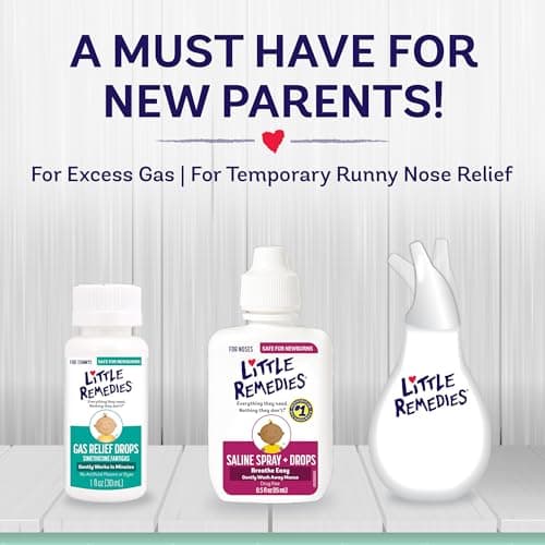 Little Remedies New Baby Essentials Kit with Saline Nasal Spray, Diaper Rash Cream, Gas Relief Drops, Gripe Water & More, Safe for Newborns - Image 3