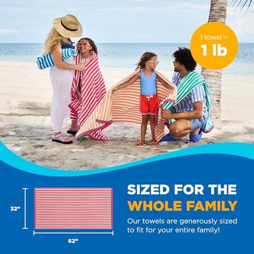 Kaufman - Colorful Racing Striped Beach & Pool Towel - Extra Large Beach Towel - Soft & Absorbent 100% Cotton Towels - Assorted Colors - 30" x 60" - 4 Pack - Image 5
