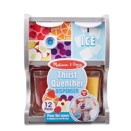 Melissa & Doug Thirst Quencher Wooden Drink Dispenser with Juice Inserts, Ice Cubes & Play Kitchen Accessories, Preschool Learning Toys for Girls & Boys 3+ - FSC Certified - Image 3