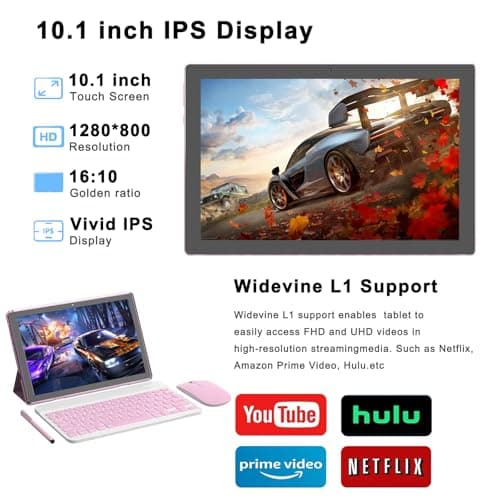 Android 15 Tablet, 10 Inch 18GB RAM+128GB ROM/ 2TB Expandable Tablet PC, Quad-core 2.0GHz Processor, 1280*800 10" HD Touch Screen, 2.4G/5G WiFi 6 BT 5.0, 2 in 1 Tablets with Keyboard Case Mouse Stylus - Image 4