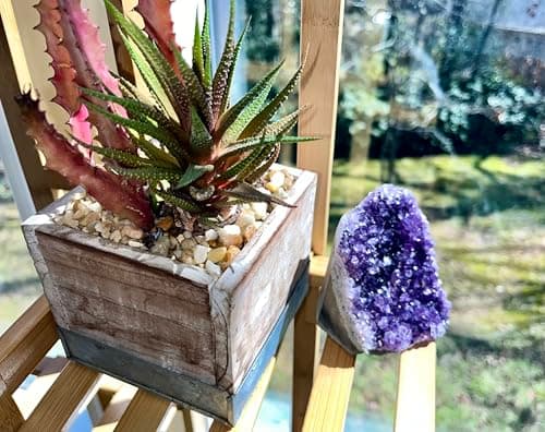 SUPERIOR Amethyst Crystal Rock Cluster [3/4 to 1 lbs] - Natural Edge, Flat Bottom, Healing & Calming Unique Amethyst Purple Geode Stone - Ideal Purple Decoration - Free Selenite Wand - Image 3