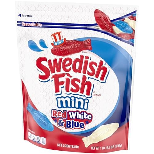 SWEDISH FISH Mini Red, White & Blue Soft & Chewy Candy, Bulk Candy, 1.8 lb - Image 11