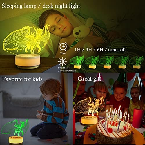 KYMELLIE Night Light Spyro Dragon Toys,14 Color + Warm White Base LED Decor Light, Entity&Remote Control Christmas Birthday Gifts to Kids & Girls(New Generation) - Image 5