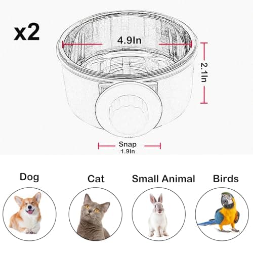 Mechpia 2 Pieces Crate Dog Bowl, Removable Stainless Steel Pet Kennel Hanging Food Water Feeder Bowl Cage Coop Cup for Puppy Medium Dog Cat Rabbit Ferret Bird (Blue,Red) - Image 6