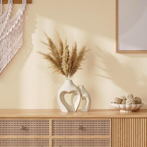 Zormon White Vases for Decor, Heart Shaped Ceramic Vase Set of 2, Nordic Heart Shaped Vases, Minimalist Decorative Vase for Table Centerpiece Wedding Dining Living Room Office House Decoration - Image 8