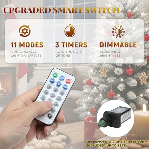 YITAHOME Prelit Snow Flocked Artificial Full Christmas Tree 6ft with Remote Control, Christmas Pine Tree with 11 Light-Modes, 1000 Branch Tips, and Foldable Base for Home, Party Decoration - Image 4