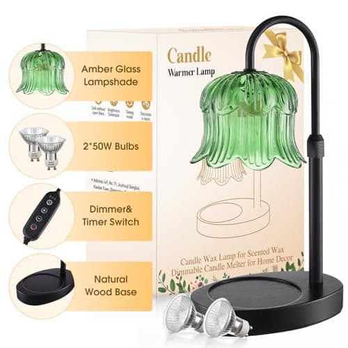 Candle Warmer Lamp Adjustable Timer Electric－Green Flower-Shaped Wax lamp - Image 2