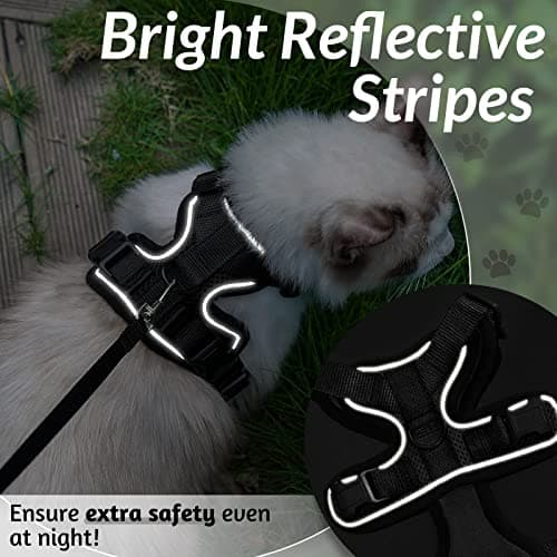 rabbitgoo Cat Harness and Leash for Walking, Escape Proof Soft Adjustable Vest Harnesses for Cats, Easy Control Breathable Reflective Strips Jacket, Black, XS - Image 8
