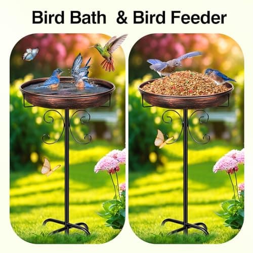 Daoeny 35In Metal Bird Bath for Outside, Vintage Freestanding Birdbaths & Birdfeeder, Bird Baths Feeder Bowl for Outdoors Garden Patio Yard Lawn Decor, Upgraded 5-Pronged Base (Antique Bronze) - Image 4