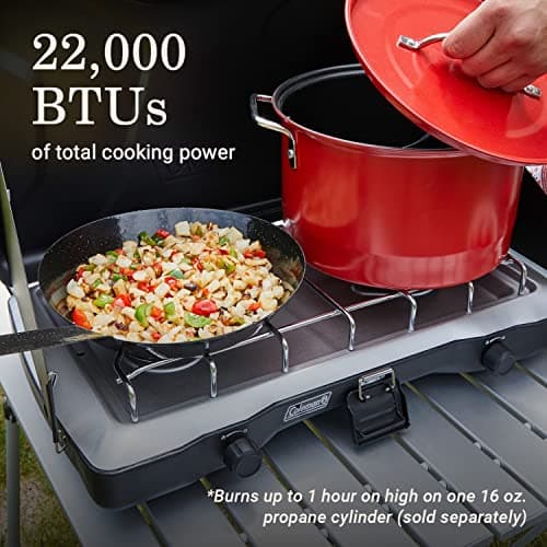 Coleman Triton 2-Burner Propane Stove, Portable Camping Cooktop with 2 Adjustable Burners & Wind Guards, 22,000 BTUs of Power for Camping, Tailgating, Grilling, BBQ, & More - Image 6