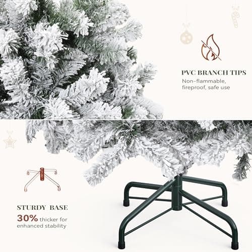 YITAHOME Prelit Snow Flocked Artificial Full Christmas Tree 6ft with Remote Control, Christmas Pine Tree with 11 Light-Modes, 1000 Branch Tips, and Foldable Base for Home, Party Decoration - Image 6