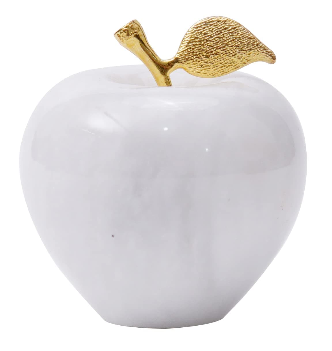 Radicaln 大理石装饰品 新白色 3 英寸 手工苹果纸镇 办公桌装饰 - 适合办公室桌面装饰和家居装饰纸镇 N-白色