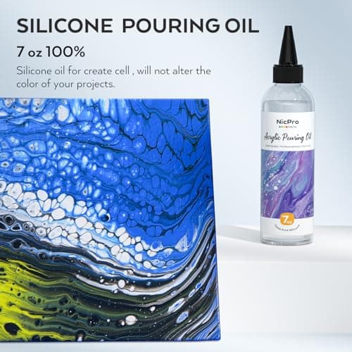 Nicpro 7 Ounce Silicone Pouring Oil for Art, Dramatic Cell Activator for Acrylic Paint Pour, 100% Silicone Medium Compatible with All Painting Acrylic or Watercolor - Image 2