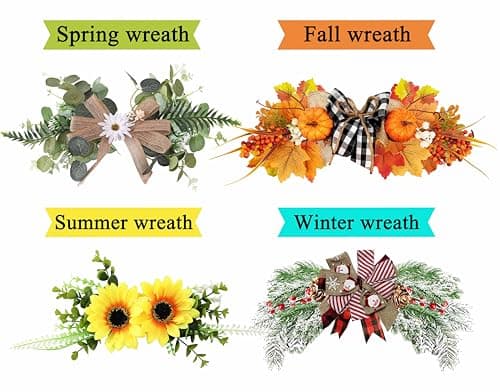 Interchangeable Welcome Sign for Front Door with 4 Seasonal Wreaths and 21 Changeable Icons, Farmhouse Rustic Outdoor Welcome Signs Porch, Holiday Spring Summer Winter Fall Decorations for Home Gifts - Image 4