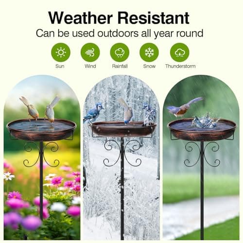 Daoeny 35In Metal Bird Bath for Outside, Vintage Freestanding Birdbaths & Birdfeeder, Bird Baths Feeder Bowl for Outdoors Garden Patio Yard Lawn Decor, Upgraded 5-Pronged Base (Antique Bronze) - Image 5