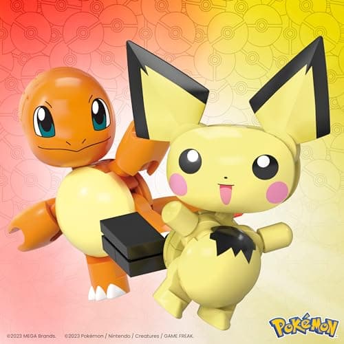 MEGA Pokémon Building Toys Set Pichu & Charmander with 40 Pieces, 2 Poseable Characters and Poké Ball, 2 Inches Tall, for Kids - Image 4