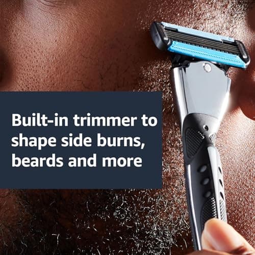 Amazon Basics 5-Blade MotionSphere Men's Razor with Dual Lubrication and Precision Trimmer, 17 Piece Set, 1 Handle & 16 Cartridges, Black - Image 6