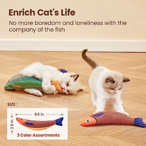 Potaroma Cat Toys Saury Fish, 3 Pack, Catnip Crinkle Sound, Soft and Durable, Interactive Kitten Kicker for Indoor Kitty Exercise 9.4 Inches for All Breeds - Image 2