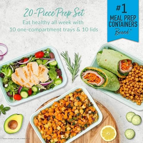 Bentgo 20-Piece Lightweight, Durable, Reusable BPA-Free 1-Compartment Containers - Microwave, Freezer, Dishwasher Safe - Mint - Image 2