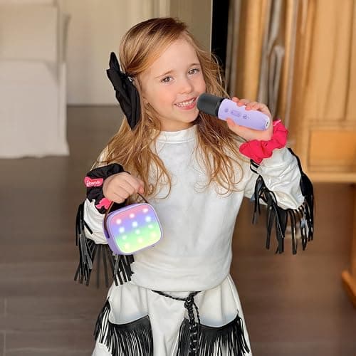 YLL Mini Karaoke Machine with 2 Wireless Microphones, TOP Kids Gifts for Girls Ages 3, 4, 5, 6, 7, 8, 9,10,11,12 +Year Old, 4-12 Years Old Birthday Toy Gift for Girls Boys Party (Purple) - Image 9