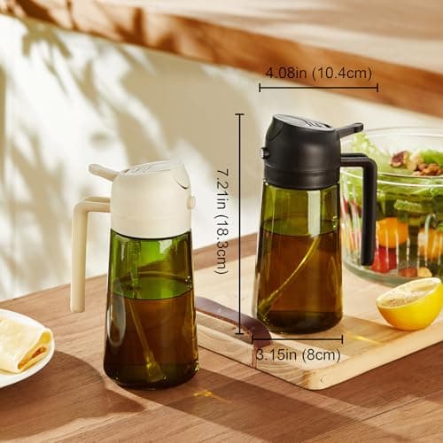 TrendPlain - Original 16oz/470ml Olive Oil Dispenser Bottle for Kitchen Gadgets and Air Fryer Accessories - Olive Oil Sprayer for Cooking w/Stickers - Black - Image 7