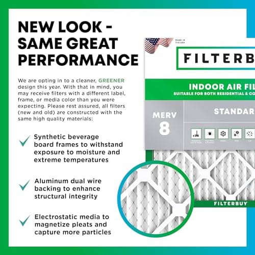 Filterbuy 16x20x1 Air Filter MERV 8 Dust Defense (4-Pack), Pleated HVAC AC Furnace Air Filters Replacement (Actual Size: 15.50 x 19.50 x 0.75 Inches) - Image 3