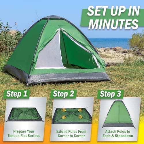 117 Person Camping Tent with Rain Fly and Carrying Bag - Lightweight Outdoor Pop Up Tents for Camping Essentials, Music Festivals, Backpacking, Hiking, or Beach Shelter by Wakeman Outdoors - Image 7