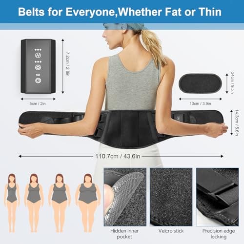 Heating Pad for Back Pain Relief,Electric Heating Pad for Low Back Massager,3 Heat, Black,43"x 6" +20" Extended Belt Gifts for Women,Men,Mom,Dad - Image 4