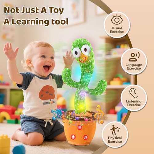 SANJOIN Dancing Talking Cactus Toy for Baby Toddler, Boys Girls Gifts Singing Mimicking Recording Repeating What You Say Baby Toys with 120 English Songs (Adjustable Volume) - Image 5