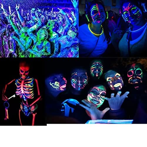 12 PCS Glow Face Body Paint, Glow In The Dark Under UV Black Light Sticks Makeup Neon Face Painting Kits for Adult Halloween Festival Accessory Glow Party Supplies - Image 7